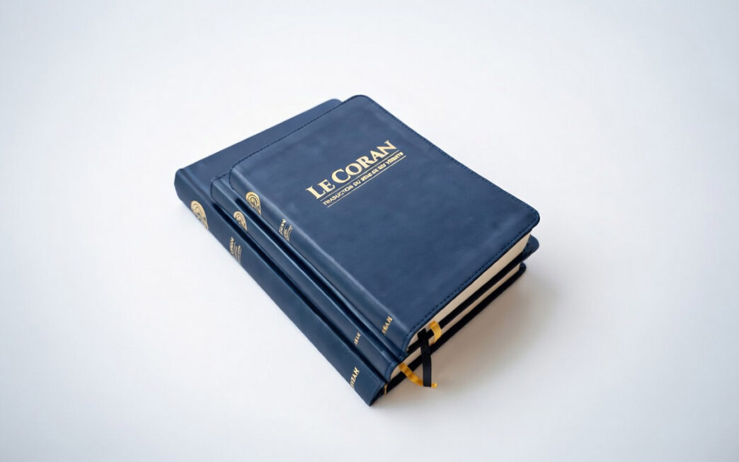 livre coran traduction francaise edition tawbah couverture noire avec marque page pour lecture et etude